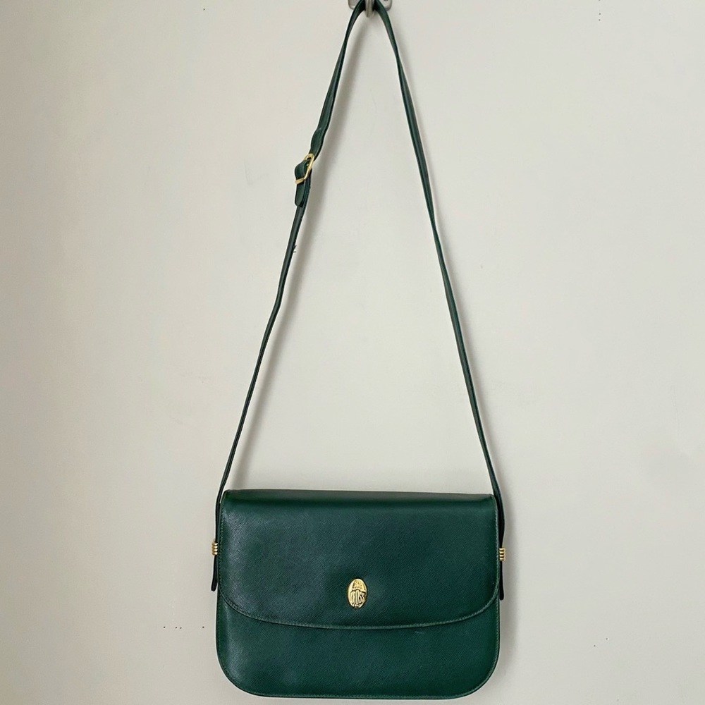 Mark Cross Hunter Green Saffiano Leather Classic Crossbody Shoulder Bag